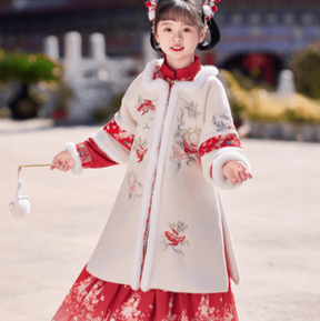 Children's Hanfu set Mamian Skirt for winter New Year - Jianxi Hanfu