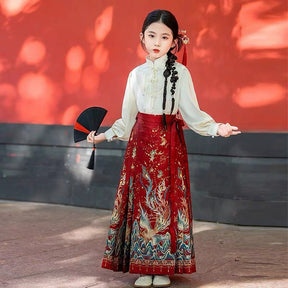 Children's Spring Mamian Skirt with Majia - Jianxi Hanfu