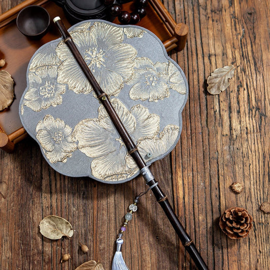grey chinese hand fan waist fan-Jianxi Hanfu