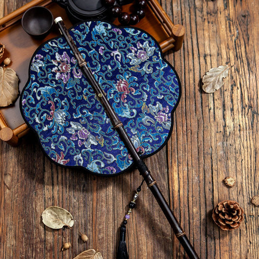 blue chinese folding fan waist fan-Jianxi Hanfu