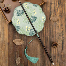 green hand fan waist fan cheongsam dress-Jianxi Hanfu