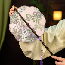 purple folding fan waist fan cheongsam dress-Jianxi Hanfu