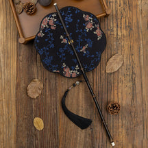 black folding fan hand fan cheongsam dress-Jianxi Hanfu