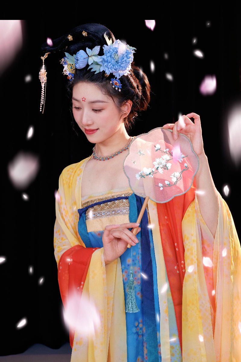 chinese hairpin women's hanfu blue flower hairpin - Jianxi Hanfu