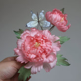 chinese hairpin women's hanfu pink flower hairpin - Jianxi Hanfu