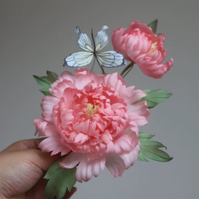 chinese hairpin women's hanfu pink flower hairpin - Jianxi Hanfu