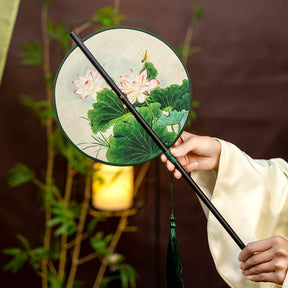 chinese hand fan lotue folding fan-Jianxi Hanfu