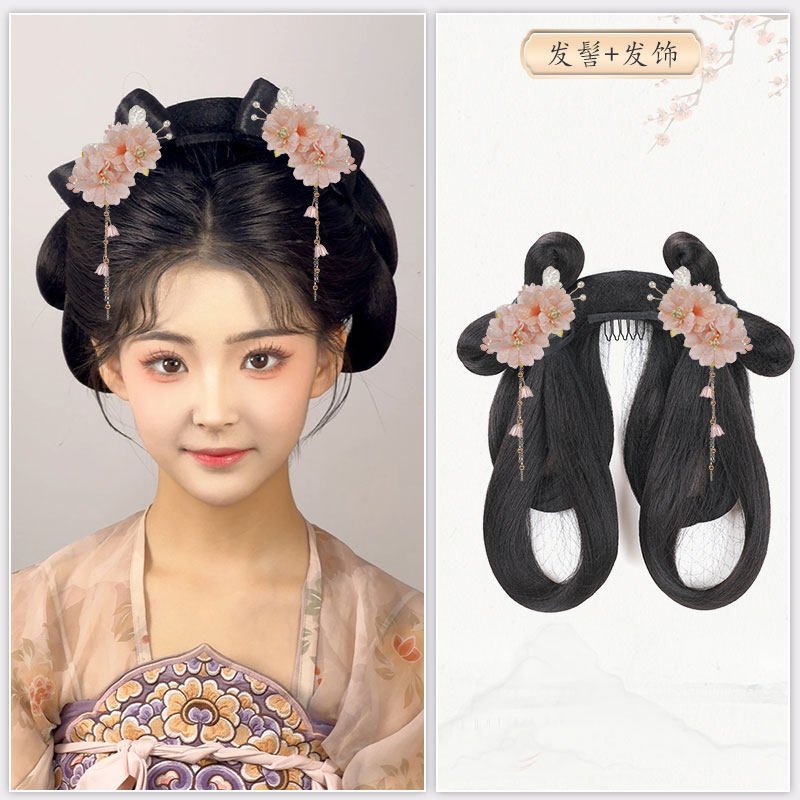 chinese tang dynasty women's hanfu accessories tessal hairpin black wig hair - Jianxi Hanfu