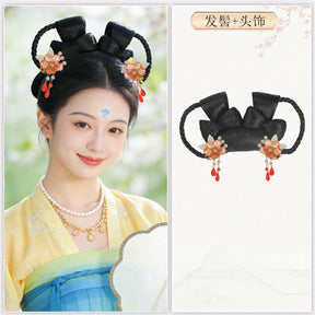chinese tang dynasty women's hanfu accessories flower tessal hairpin black wig hair - Jianxi Hanfu