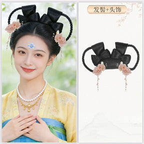 chinese tang dynasty women's hanfu accessories flower hairpin black wig hair - Jianxi Hanfu