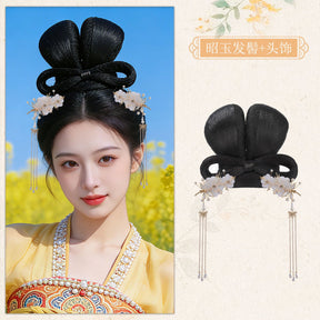 chinese tang dynasty women's hanfu accessories black wig hair - Jianxi Hanfu