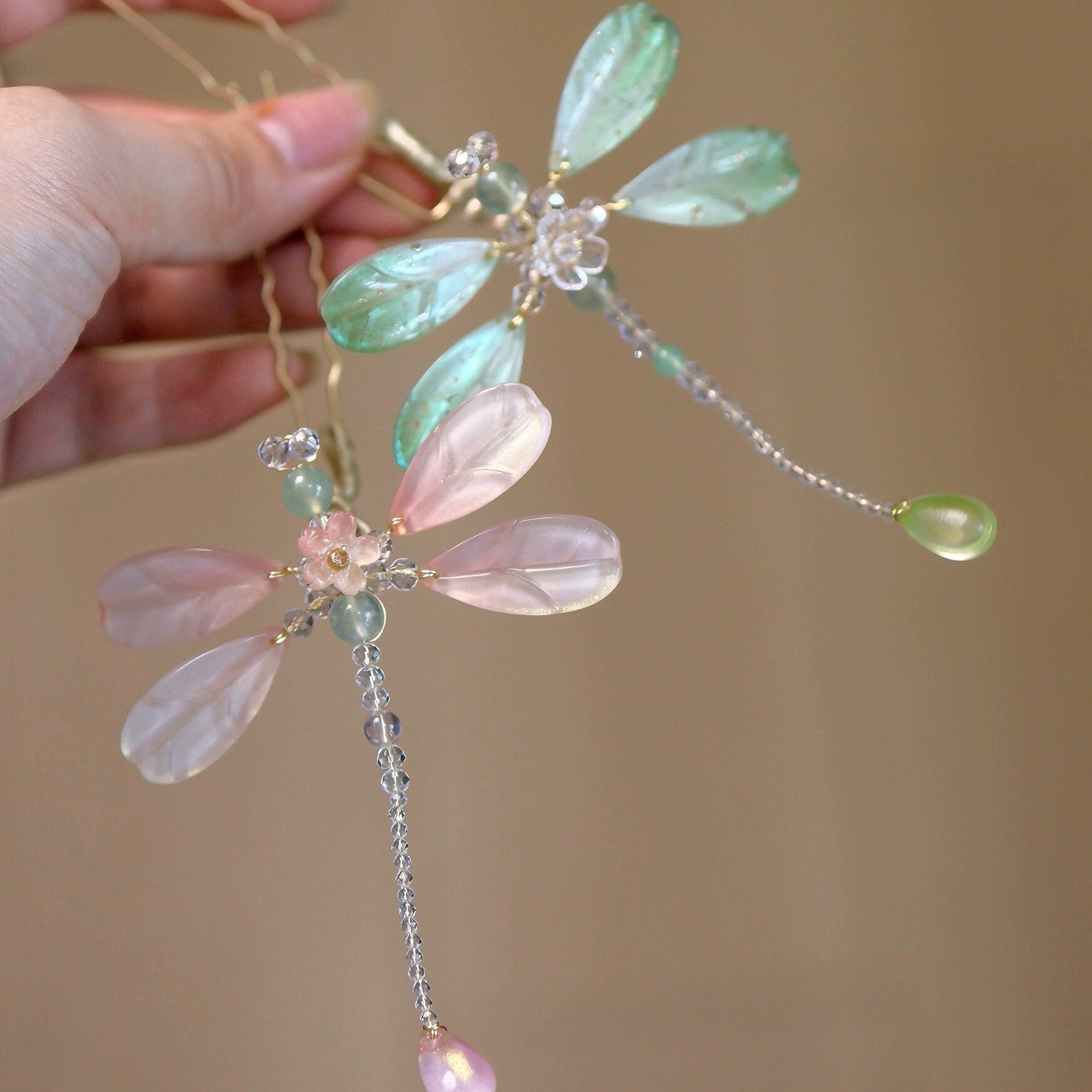 chinese style women's hair accessories pink hairpin - Jianxi Hanfu