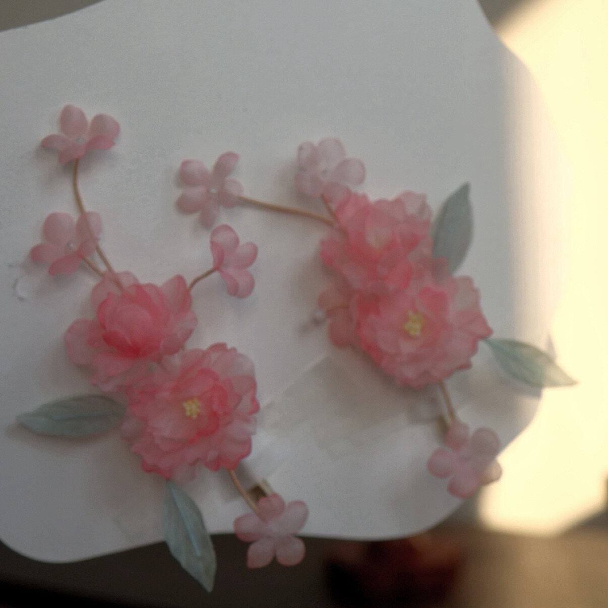 chinese women's hair accessories pink flower hairpin - Jianxi Hanfu