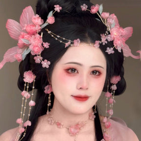 chinese hanfu accessories pink hairpins - Jianxi Hanfu