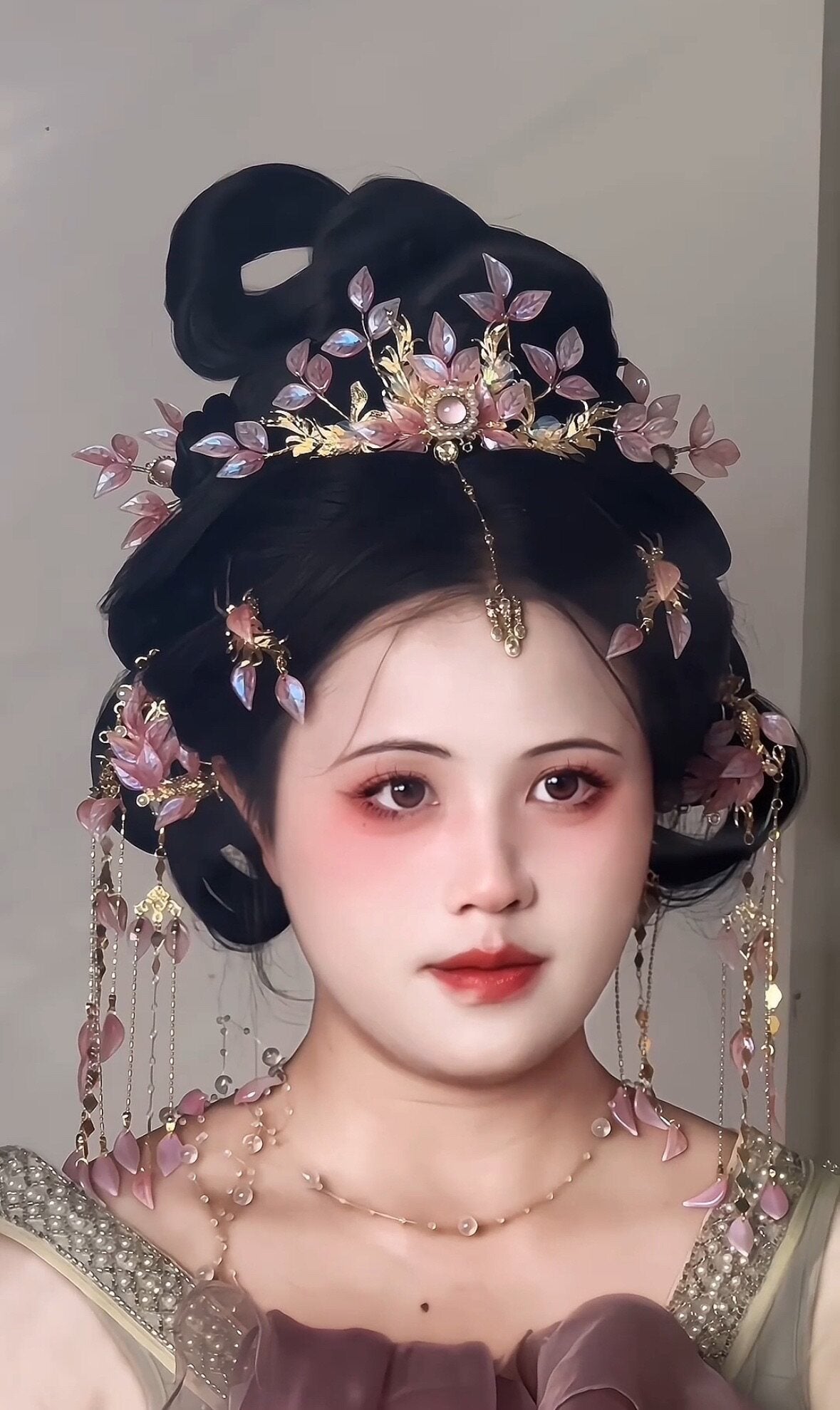 chinese tang dynasty women's hanfu accessories pink hairpin - Jianxi Hanfu