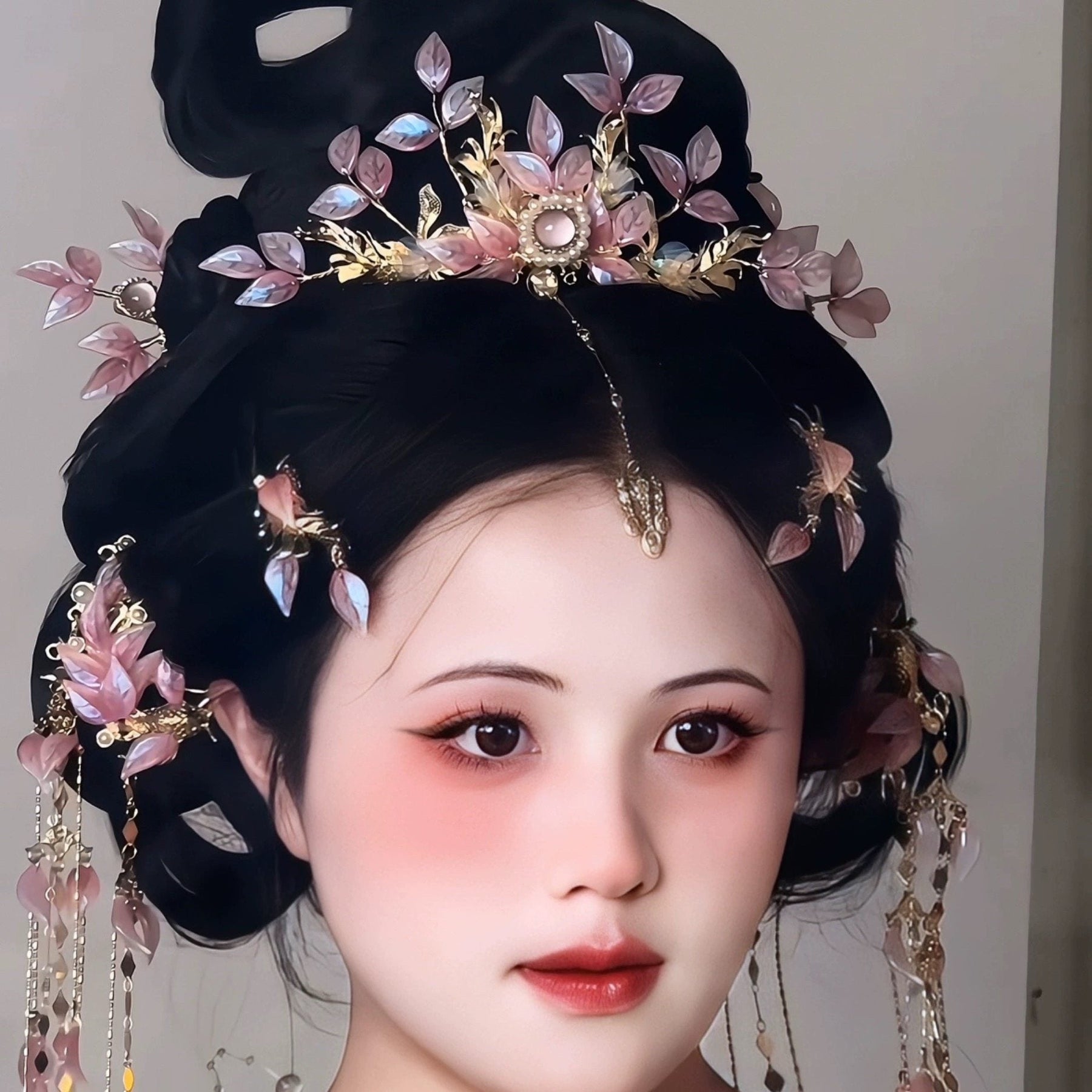 chinese women's hanfu accessories pink hairpin - Jianxi Hanfu