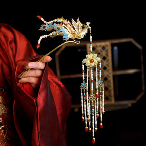 chinese style women's wedding accessories hairpin tassel hair stick- Jianxi Hanfu