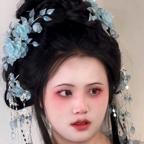 chinese ming dynasty women's hanfu accessories blue hairpin - Jianxi Hanfu