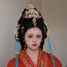 chinese women's hanfu accessories blue tassel hairpin - Jianxi Hanfu