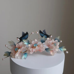 chinese hanfu hair accessories pink hair crown - Jianxi Hanfu