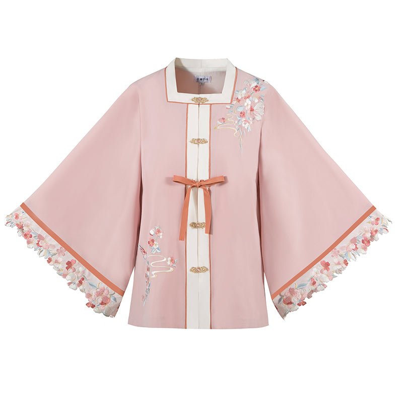 pink half sleeve shirt womens clothes - Jianxi Hanfu