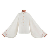 white stand collar shirt womens clothes - Jianxi Hanfu
