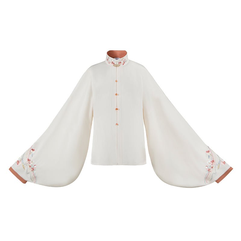white stand collar shirt womens clothes - Jianxi Hanfu