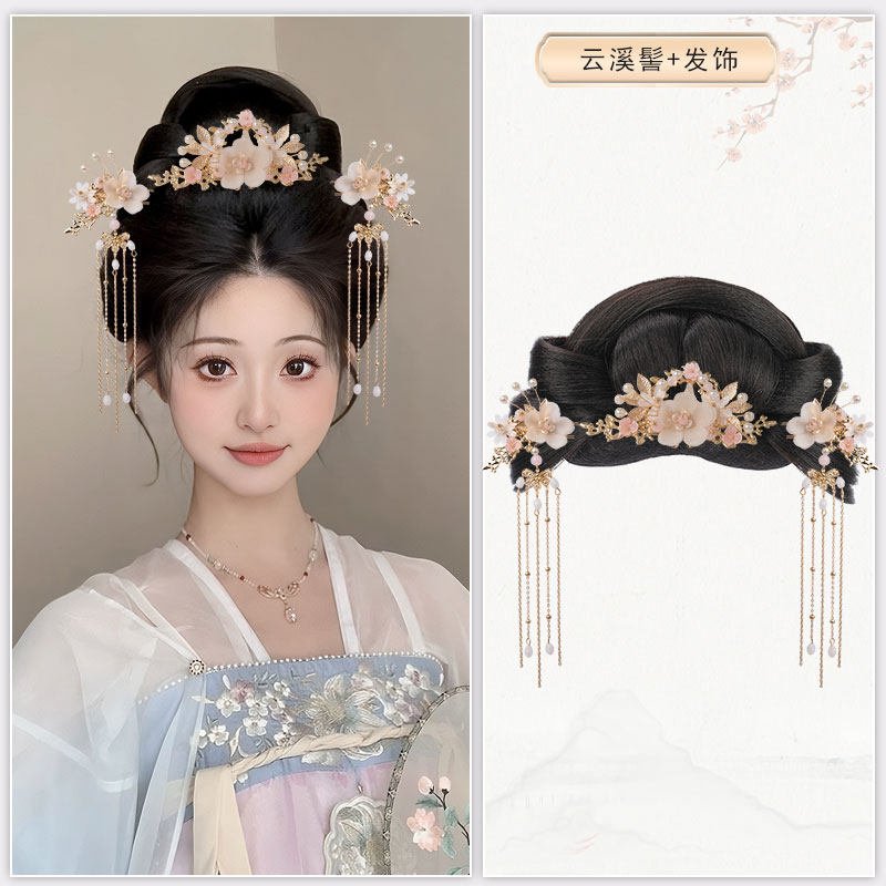 chinese ming dynasty hanfu fake hair black wig hair - Jianxi Hanfu
