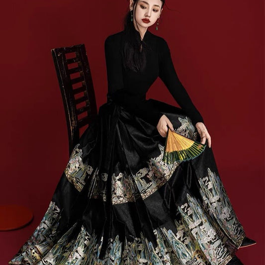 Chinese Hanfu Ming Dynasty Mamian Skirt - Jiang Shan Fu - Jianxi Hanfu