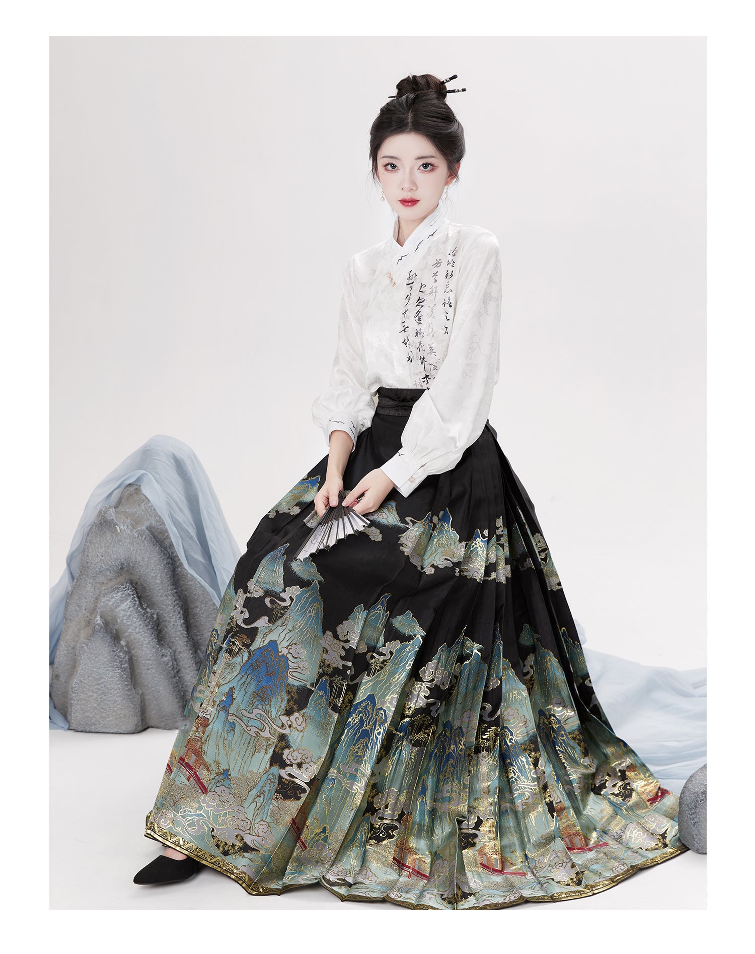 new chinese style black mamianqun-Jianxi Hanfu