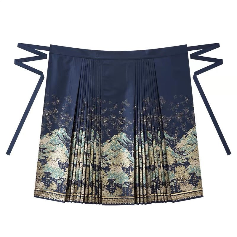 Chinese Hanfu Ming Dynasty Mamian Skirt - Qing Shan - Jianxi Hanfu
