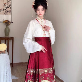 Chinese Ming Dynasty Clothing Mamian Skirt Wedding Dress - Feng Yu - Jianxi Hanfu