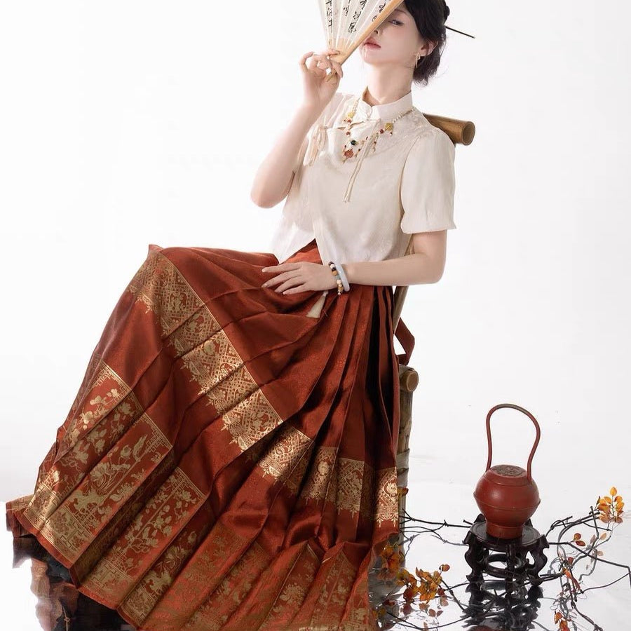 Chinese Ming Dynasty Clothing Mamian Skirt Wedding Dress - Jianxi Hanfu