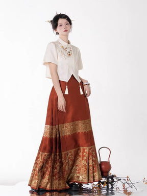 Chinese Ming Dynasty Fashion Clothing Mamian Skirt Wedding Dress - Jianxi Hanfu