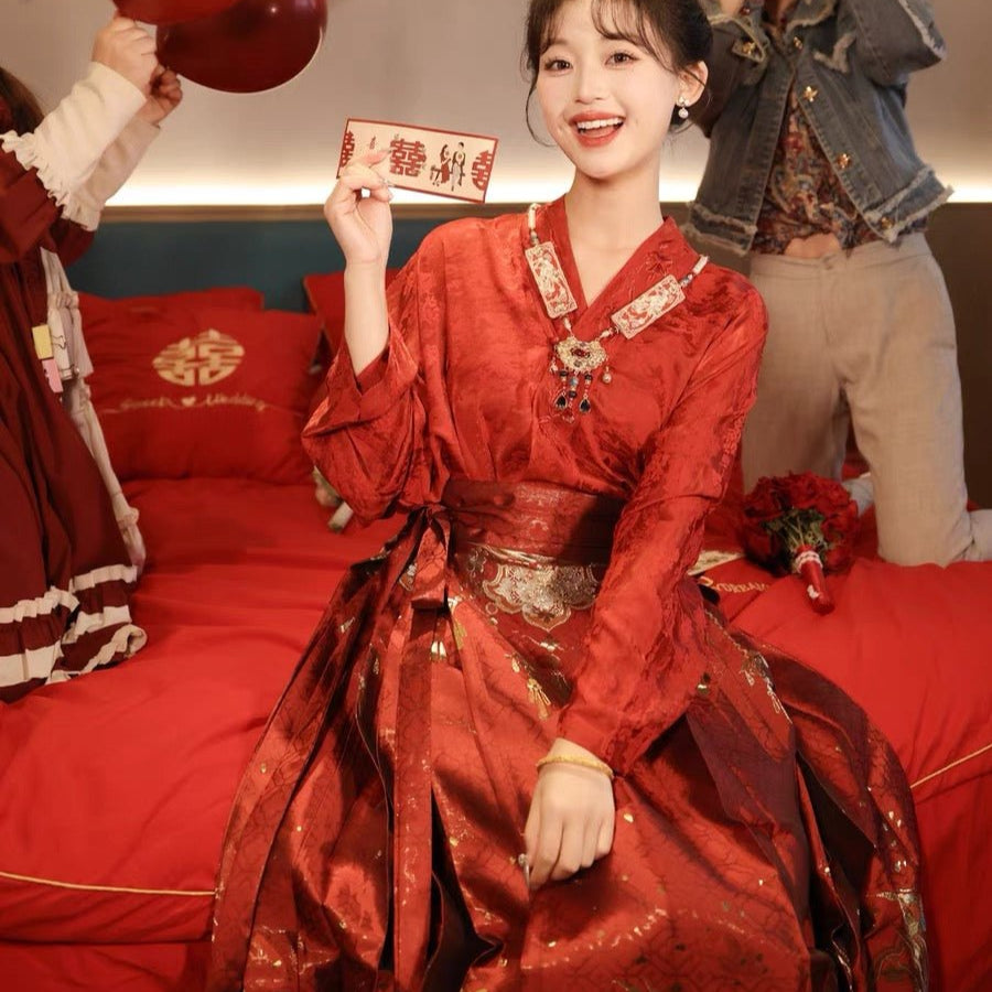 Chinese Ming Dynasty Clothing Wedding Dress - Sui Sui Yu Gong - Jianxi Hanfu