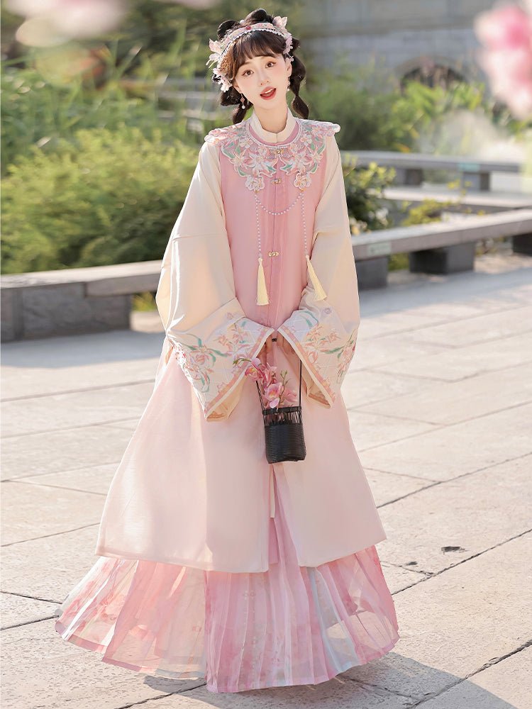 Chinese ming dynasty pink fake collar hanfu yunjian - Jianxi Hanfu