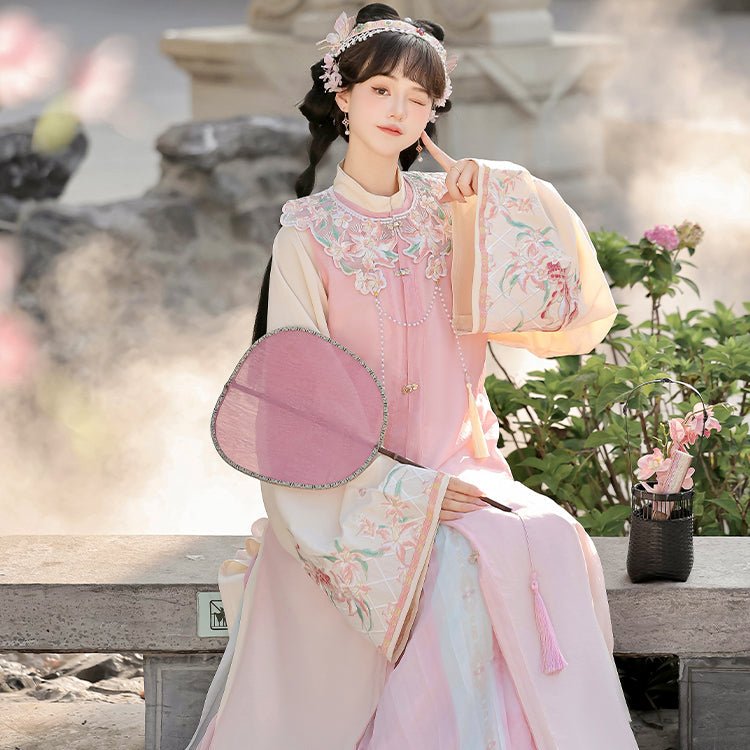 Chinese ming dynasty pink fake collar yunjian - Jianxi Hanfu