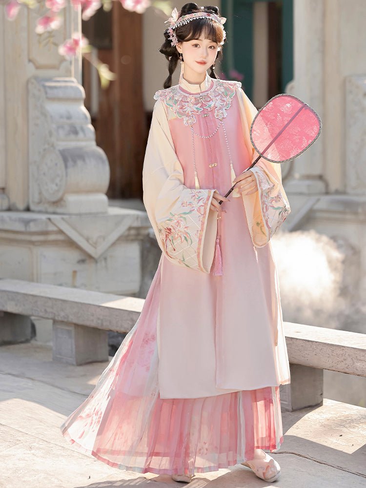 Chinese ming dynasty pink cloud collar yunjian - Jianxi Hanfu