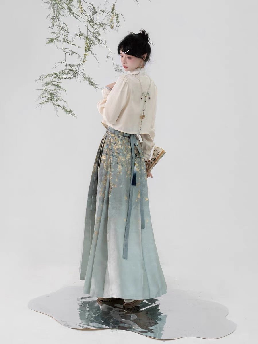 Chinese Ming Dynasty Mamian Skirt - Chui Si Mo Li - Jianxi Hanfu