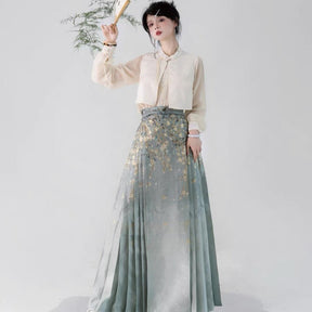 Chinese Ming Dynasty Mamian Skirt - Chui Si Mo Li - Jianxi Hanfu