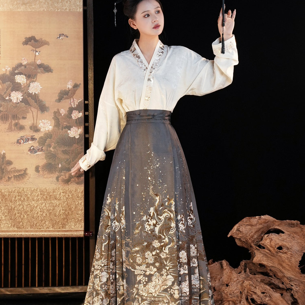 Chinese Ming Dynasty Mamian Skirt - Jin Lin Yan - Jianxi Hanfu