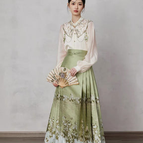 Chinese Ming Dynasty Mamian Skirt - Li Hua Song - Jianxi Hanfu