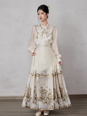 Chinese Ming Dynasty Mamian Skirt - Li Hua Song - Jianxi Hanfu