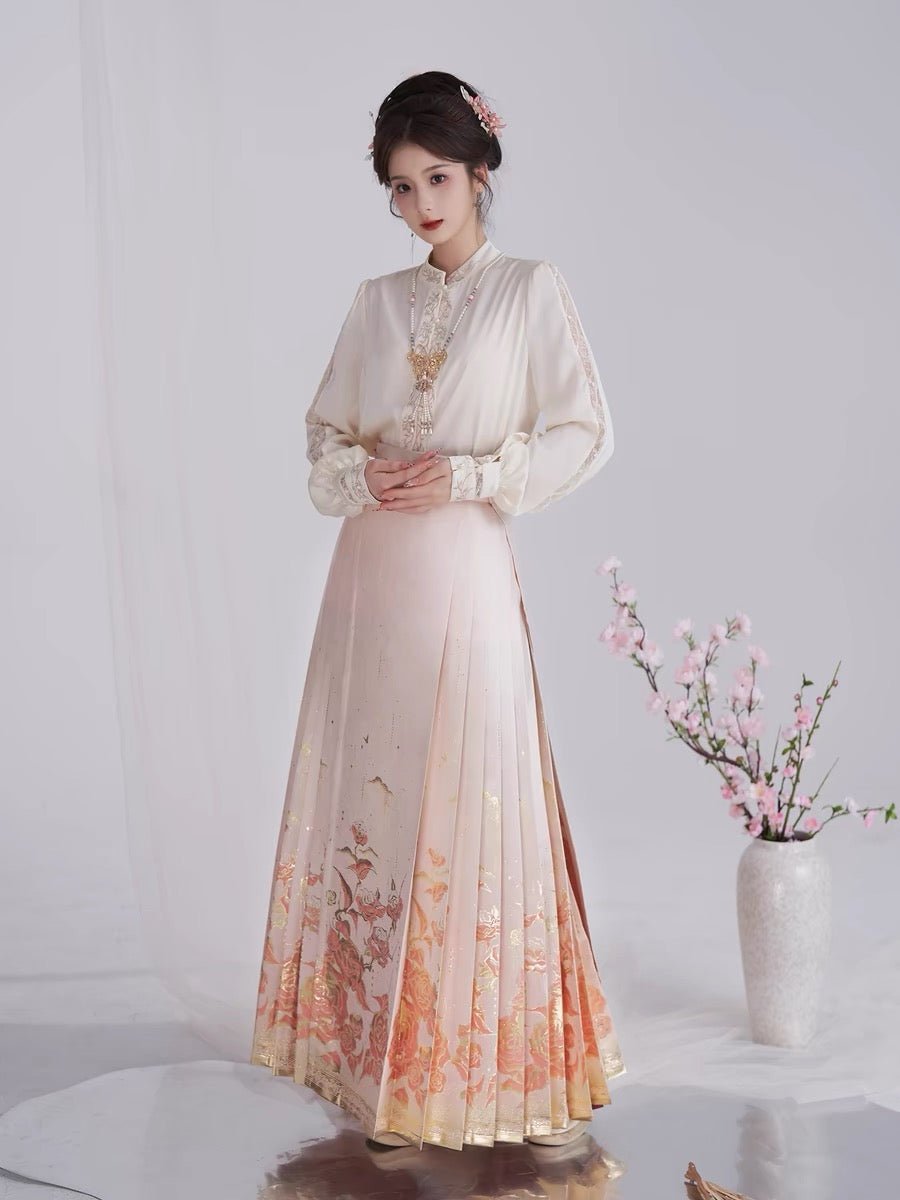 Chinese Ming Dynasty Mamian Skirt - Liu Jin Mei Gui - Jianxi Hanfu