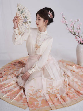 Chinese Ming Dynasty Mamian Skirt - Jianxi Hanfu
