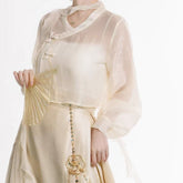 Chinese Ming Dynasty yellow Mamian Skirt - Jianxi Hanfu