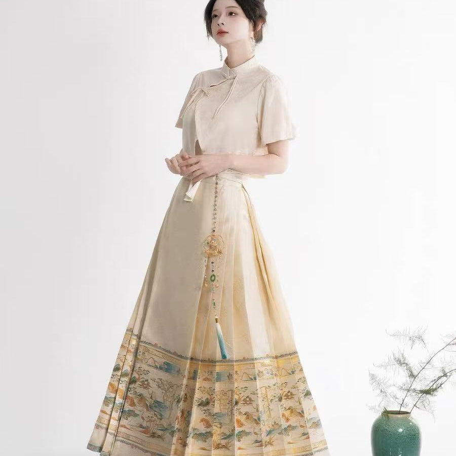 Chinese Ming Dynasty Mamian Skirt - Jianxi Hanfu