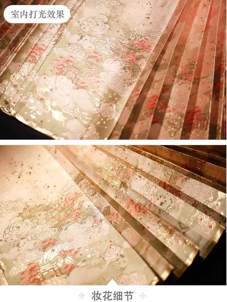 Chinese Ming Dynasty Mamian Skirt - Shi Li Tao Hua - Jianxi Hanfu