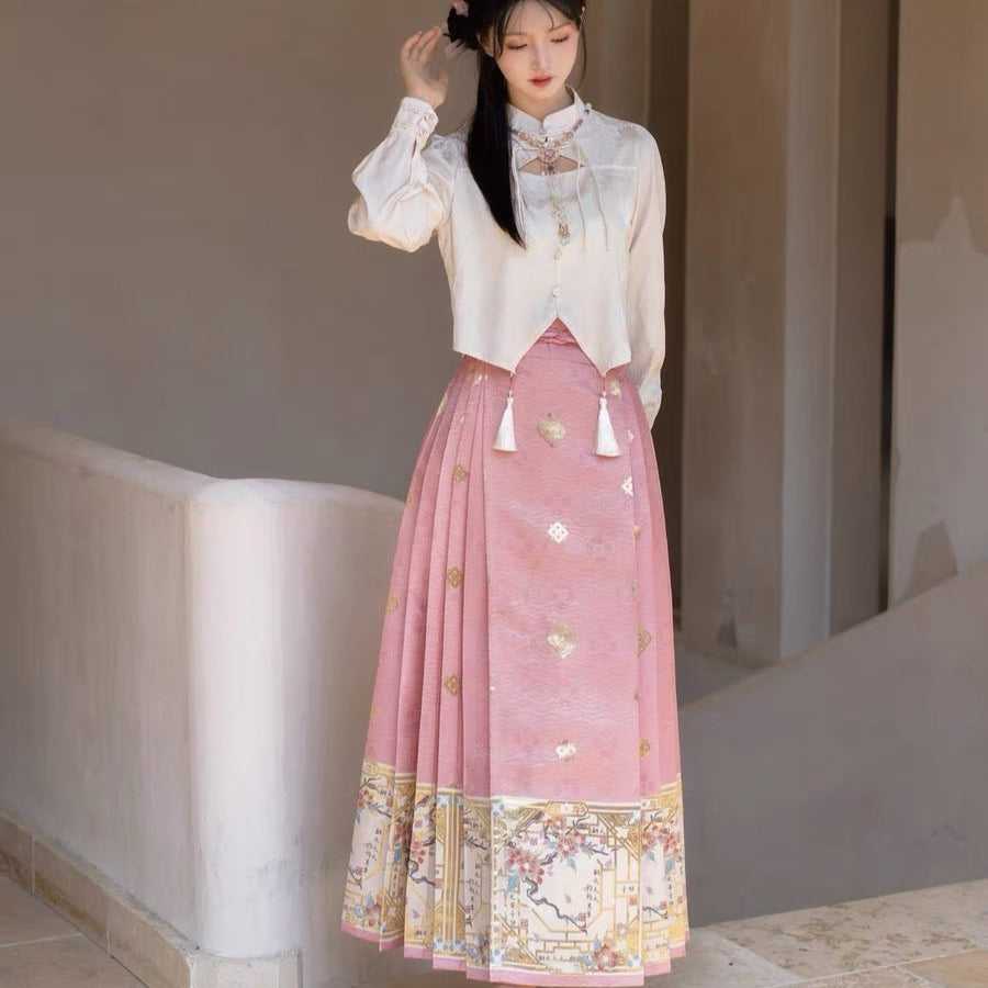 Chinese Ming Dynasty Mamian Skirt - Tao Zhi Yao Yao - Jianxi Hanfu