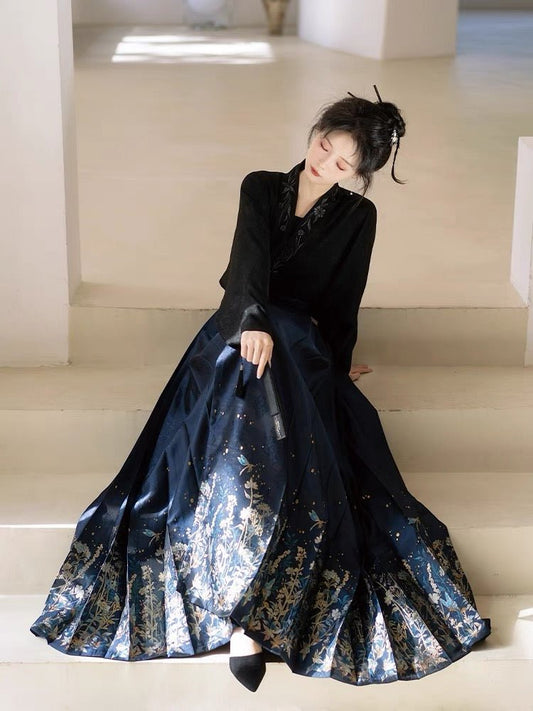 Chinese Ming Dynasty Mamian Skirt - Ying Huo - Jianxi Hanfu